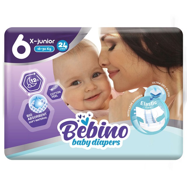 Bebino Βρεφικές Πάνες X-Junior No6 18-30 kg, 24τμχ