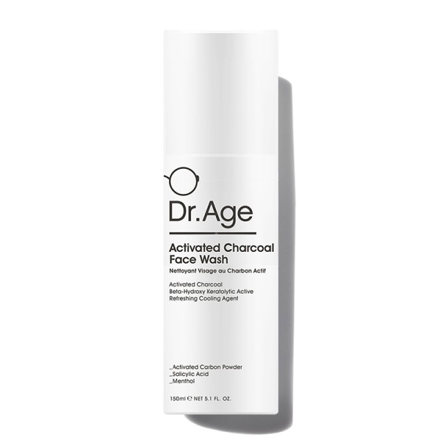 Dr.Age Activated Charcoal Face Wash, Υγρό Καθαρισμού Προσώου με Ενεργό Άνθρακα για Βαθύ Καθαρισμό & Αποτοξίνωση, 150ml