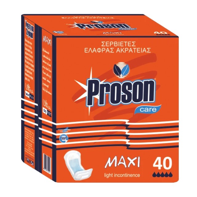 Proson Care Σερβιέτες Ακράτειας Maxi, 40τμχ