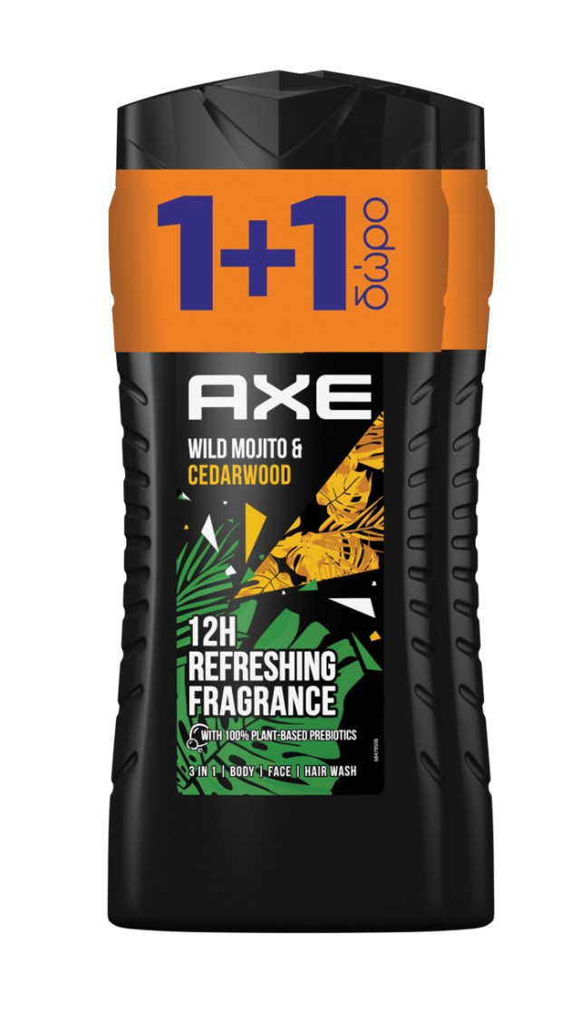 Axe Wild Green Mojito & Cedarwood Body Wash, Αφρόλουτρο 2x400ml, 1+1 ΔΩΡΟ