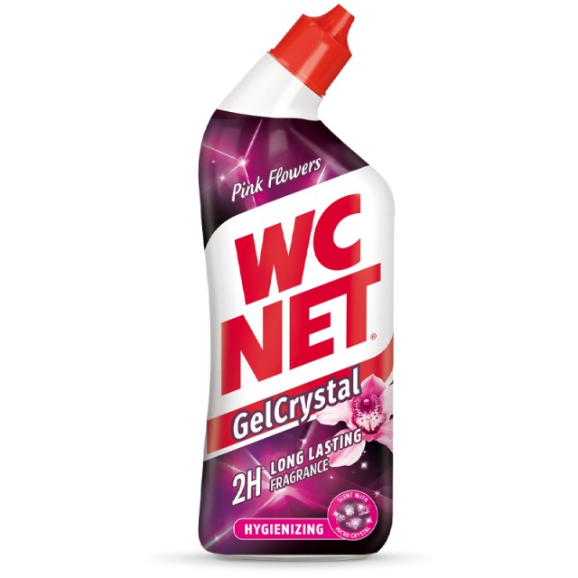 Wc Net Crystal Gel Pink Flowers, Gel Καθαρισμού Λεκάνης, 750ml