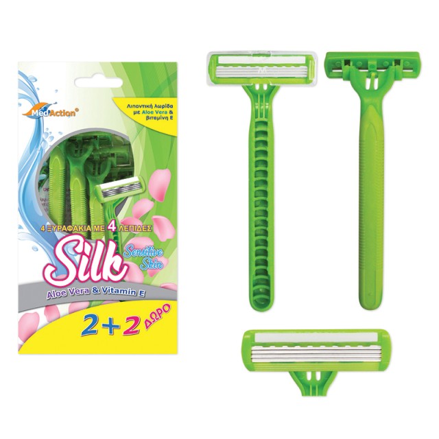 Γίφα Ξυραφάκια Medaction SILK Πράσινα 2+2δώρο 4λέπιδα