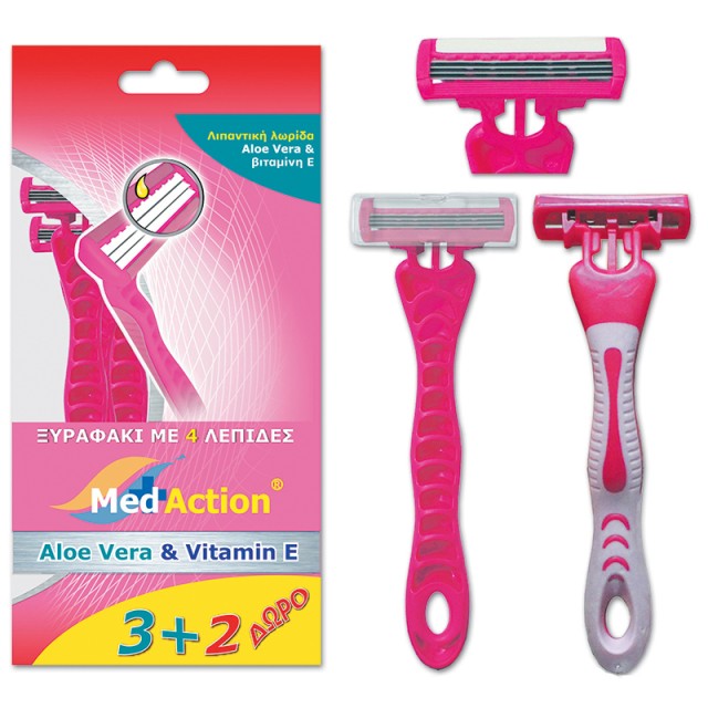 Ξυραφάκια Medaction PINK4 Ροζ 3+2δώρο 4λέπιδα