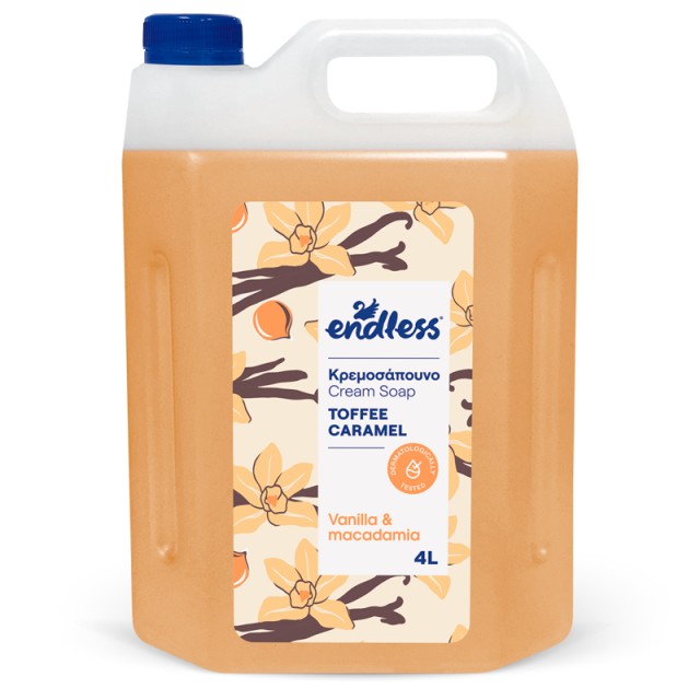 Endless Κρεμοσάπουνο Toffee Caramel με Άρωμα Καραμελωμένης Βανίλιας & Καρπού Μacadamia., 4Lt