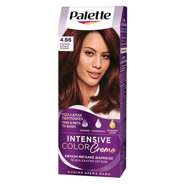 Schwarzkopf Palette Intensive Color Creme Μόνιμη Κρέμα Βαφή Μαλλιών No 4.66 Καστανό Έντονο Κόκκινο, 1τμχ