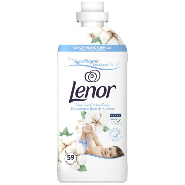 Lenor Sensitive Συμπυκνωμένο Υποαλλεργικό Μαλακτικό Ρούχων 59μεζ 1,20lt