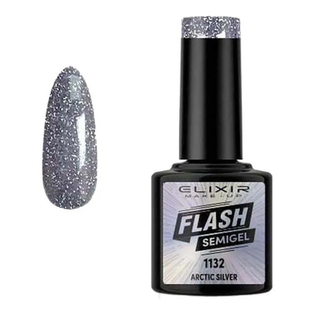 Elixir Semi Gel Flash Νο1132 Arctic Silver Ημιμόνιμο Βερνίκι 8 ml