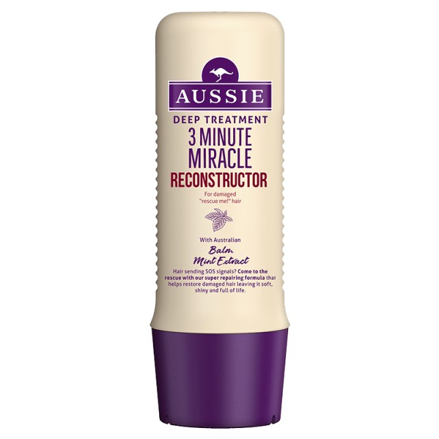Aussie 3 Minute Miracle Reconstructor Deep Treatment, Θεραπεία 3 για Ισχυρή Φροντίδα Επανόρθωσης, 250ml