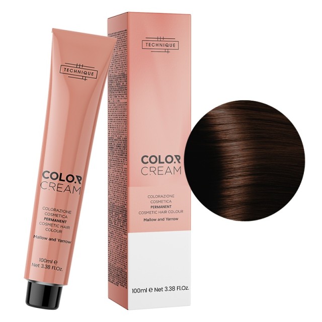 Technique Color Cream Χάλκινες Αποχρώσεις, Μόνιμη Βαφή σε Σωληνάριο, 100ml - Καστανό Χάλκινο 4.4