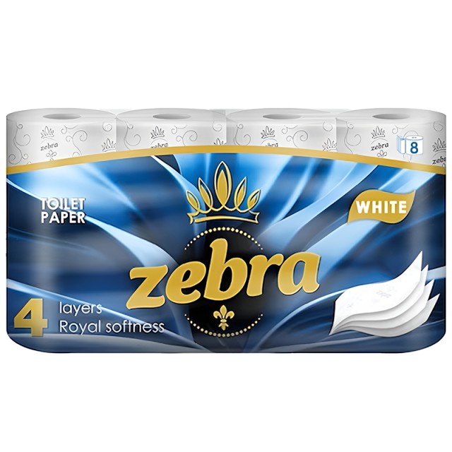 Zebra White Χαρτί Υγείας 4φύλλο, 8 τμχ