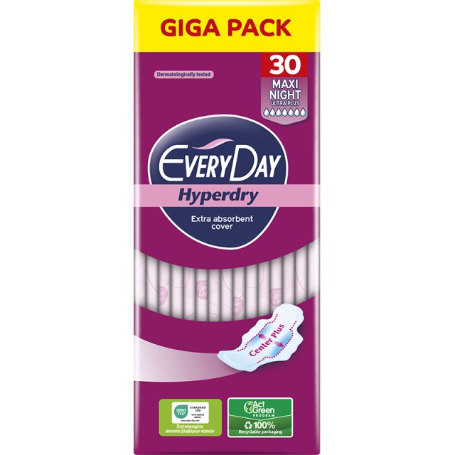 EveryDay Σερβιέτες Hyperdry MAXI NIGHT Ultra Plus GIGA PACK, 30 τεμ.