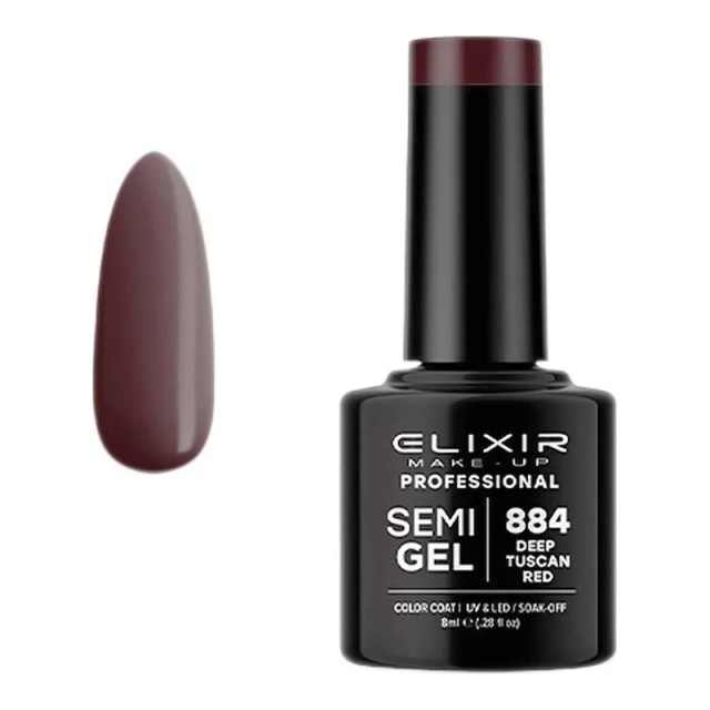 Elixir Semi Gel Νο884 Deep Tuscan Red Ημιμόνιμο Βερνίκι 8 ml
