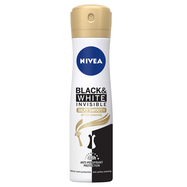 Nivea Black & White Silky Smooth Spray, Αποσμητικό Σπρέι 48ωρης Προστασίας, 150ml