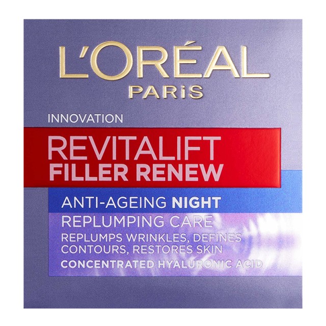 L'oreal Revitalift Filler, Αντιρυτιδική Κρέμα Νύχτας, 50ml