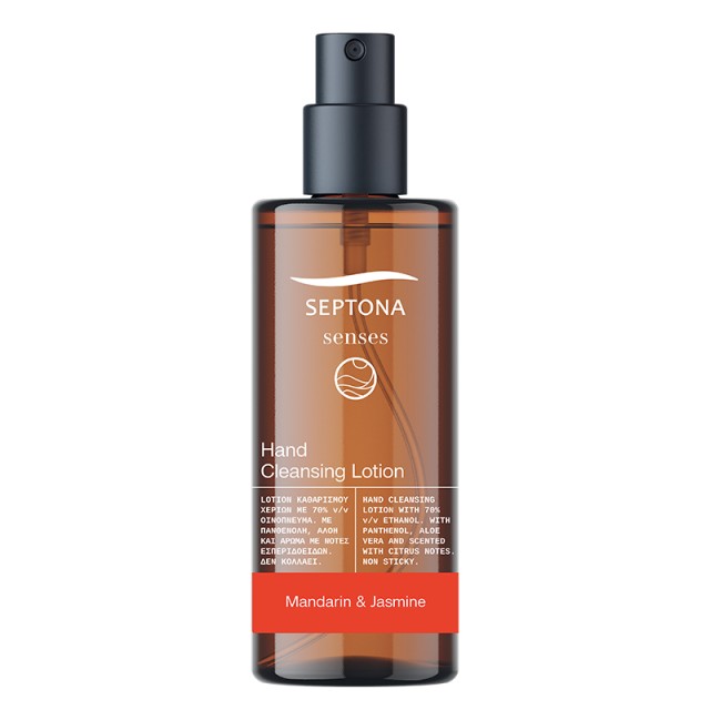 Septona Senses Mandarin & Jasmin Hand Cleansing Lotion, Λοσιόν Καθαρισμού Χεριών με 70% Οινόπνευμα 150ml