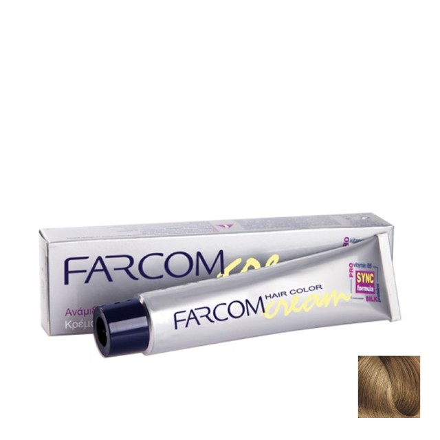 Farcom No 8 Ξανθό Ανοιχτό Μόνιμη Βαφή Μαλλιών με Πρωτεΐνες Μεταξιού & Προβιταμίνη Β5, 60ml