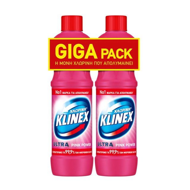 Klinex Ultra Χλωρίνη Pink Giga Pack, 750ml, 2τεμ