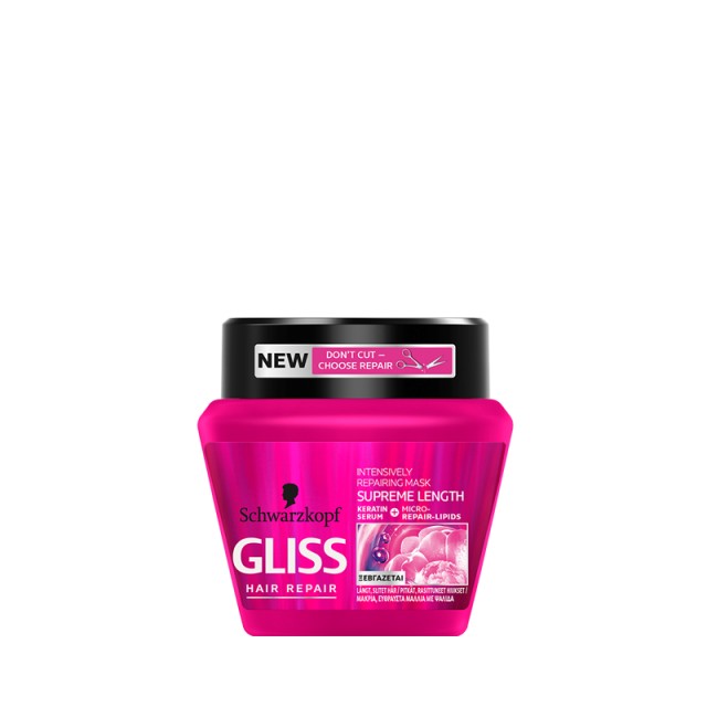 Gliss Supreme Length Mask, Μάσκα Επανόρθωσης για μακριά, εύθραυστα & με ψαλίδα μαλλιά, 300ml