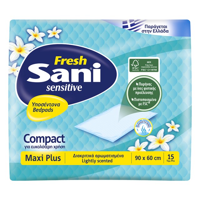Sani Sensitive Fresh Maxi Plus Υποσέντονα 90x60cm, 15τμχ