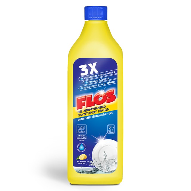 Flos Gel Άρωμα Λεμόνι, Απορρυπαντικό Πλυντηρίου Πιάτων 750ml