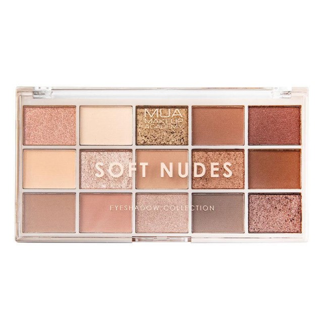MUA 15 Shade Palette Soft Nudes, Παλέτα Σκιών, 12gr