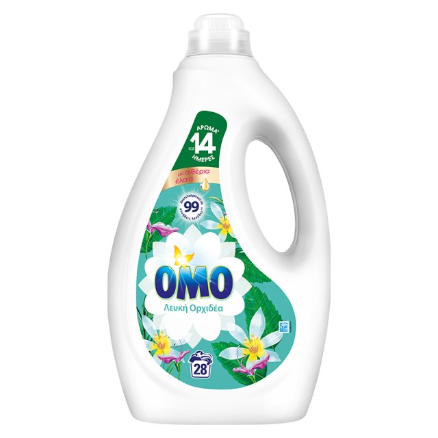 Omo Λευκή Ορχιδέα, Υγρό Απορρυπαντικό Ρούχων 28 μεζούρες 1,4lt