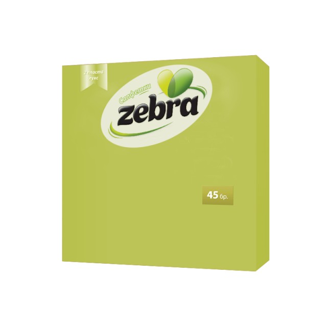 Zebra Green, Χαρτοπετσέτες 33x33cm, 45τμχ