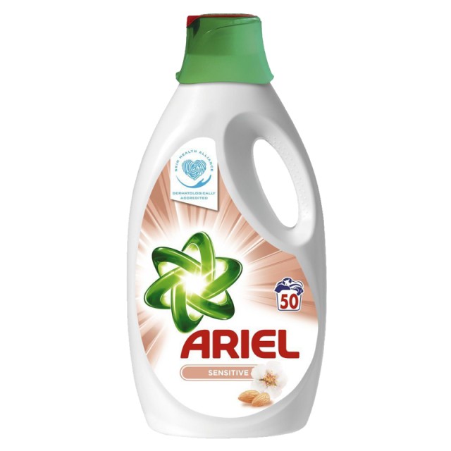Ariel  Sensitive Υγρό Πλυντηρίου Ρούχων, 2,1lt, 50 Μεζούρες