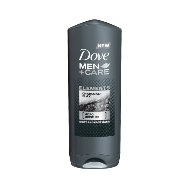 Dove Men & Care Elements Charcoal Clay, Ανδρικό Αφρόλουτρο για Πρόσωπο και σώμα, 400ml