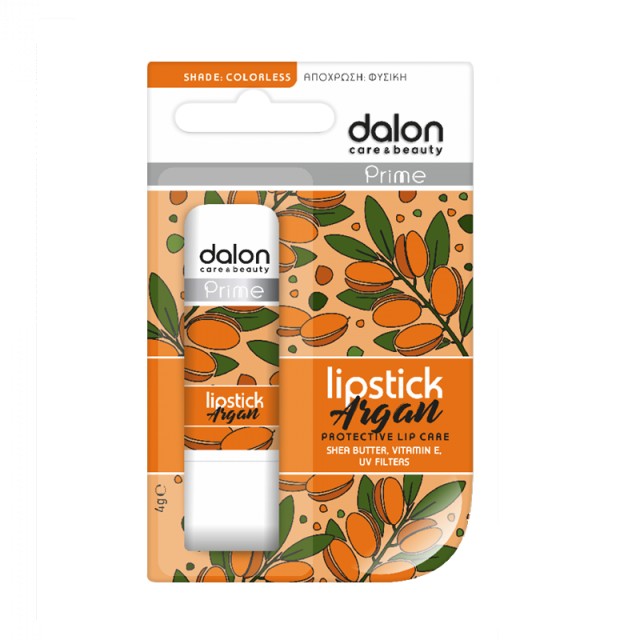 Dalon Prime Argan Lipstick, Προστατευτικό & Ενυδατικό Stick Χειλιών με Έλαιο Αργκάν, Καστορέλαιο & Βιταμίνη Ε, 4g