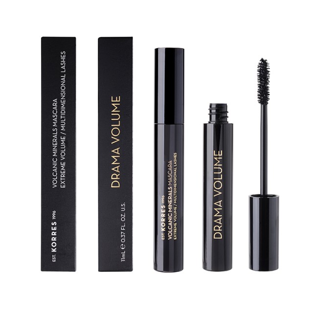 Korres Black Volcanic Minerals Drama Volume Mascara, Μάσκαρα για 3D Όγκο & Έντονο Χρώμα, 8ml