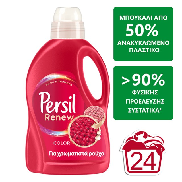 Persil Renew Color, Υγρό Απορρυπαντικό για Χρωματιστά Ρούχα 24μεζ. 1,44lt