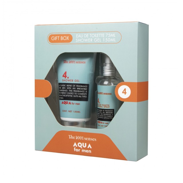 1001 Senses Gift For Him Αqua Άρωμα Eau de Toilette 75 ml & Shower Gel 150ml , Αντρικό Σετ Δώρου