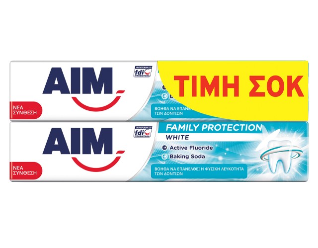 Aim Family Protection White, Οδοντόκρεμα, 2x75ml