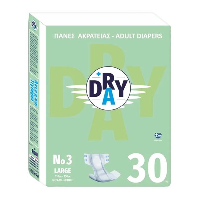 Dry Day Πάνες Ακράτειας Ενηλίκων Unisex, No3 Large, 30τμχ