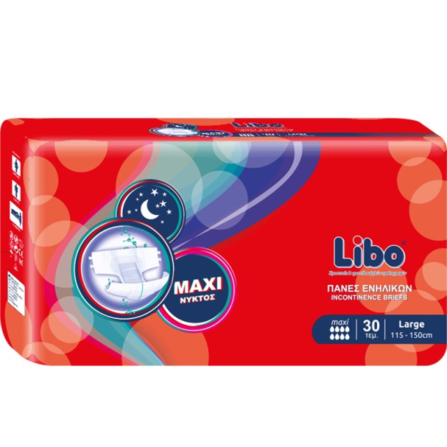 Libo Πάνες Ακράτειας Libo, Σειρά Maxi Soft Νυκτός, No3 Large, 30τεμ.