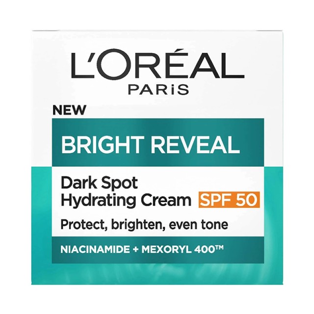 LOreal Bright Reveal Dark Spot Hydrating Cream SPF50, Κρέμα Ημέρας με Νιασιναμίδη & SPF50 για την Καταπολέμηση Σκούρων Κηλίδων & Ατελειών 50ml