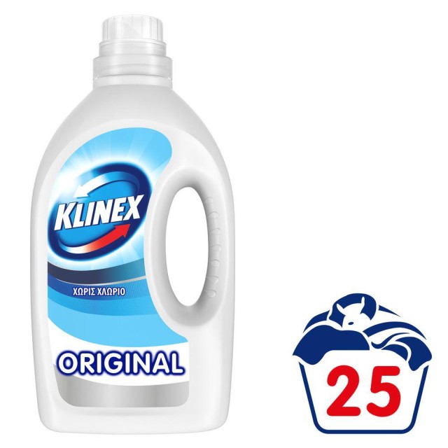 Klinex Original χωρίς Χλώριο, Υγρό Πλυντηρίου Ρούχων, 25μεζ. 1,25lt