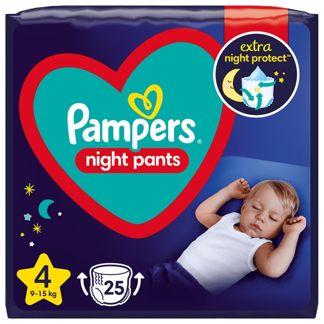 Pampers Night Pants, Πάνες Βρακάκι Νο4 (9-15kg), 25τμχ