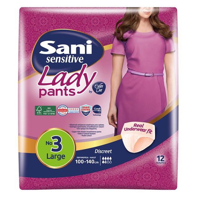 Ελαστικά εσώρουχα μιας χρήσης Sani Lady Discreet Pants No3 Large 12τμχ