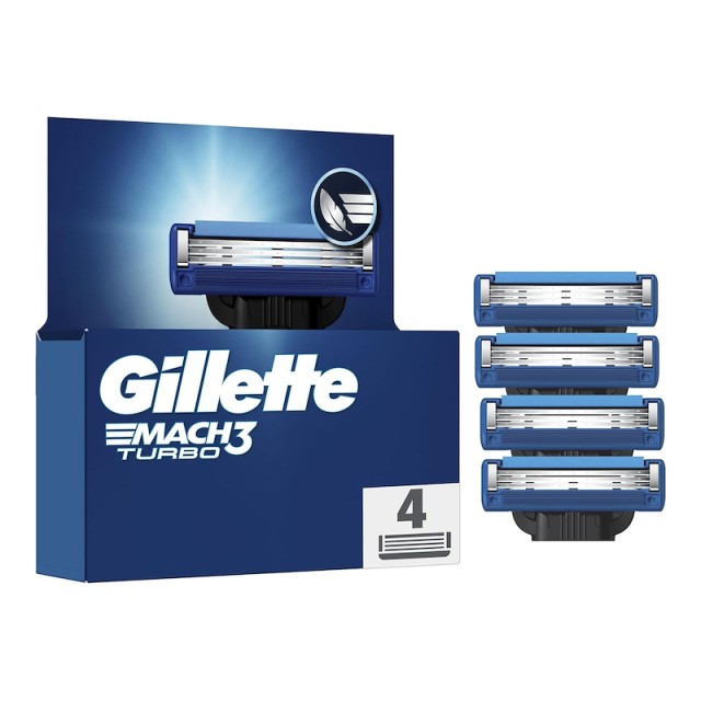 Gillette Mach3 Turbo Ανταλλακτικές Κεφαλές 4 τμχ.