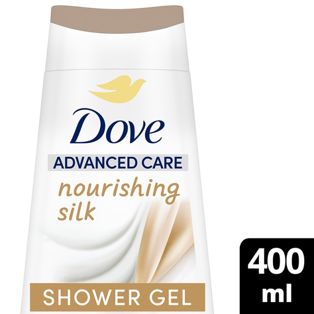 Dove Nourishing Silk, Αφρόλουτρο Χωρίς Θειϊκά Άλατα για Θρέψη & Ενυδάτωση που Διαρκεί Όλη την Ημέρα, 400ml