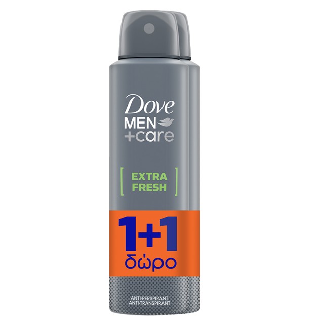 Dove Men+ Care Extra Fresh Deo Spray, Αποσμητικό Σπρέι 2x150ml, 1+1 ΔΩΡΟ