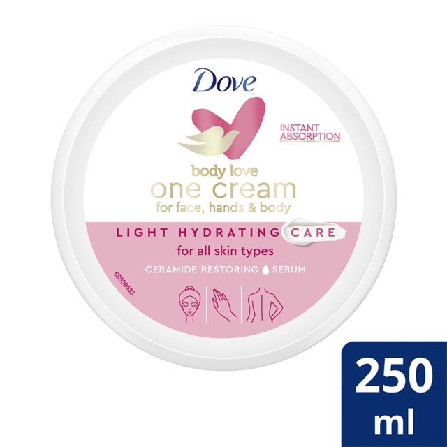 Dove Light Hydration One Cream, Κρέμα για Πρόσωπο, Χέρια & Σώμα, 250ml