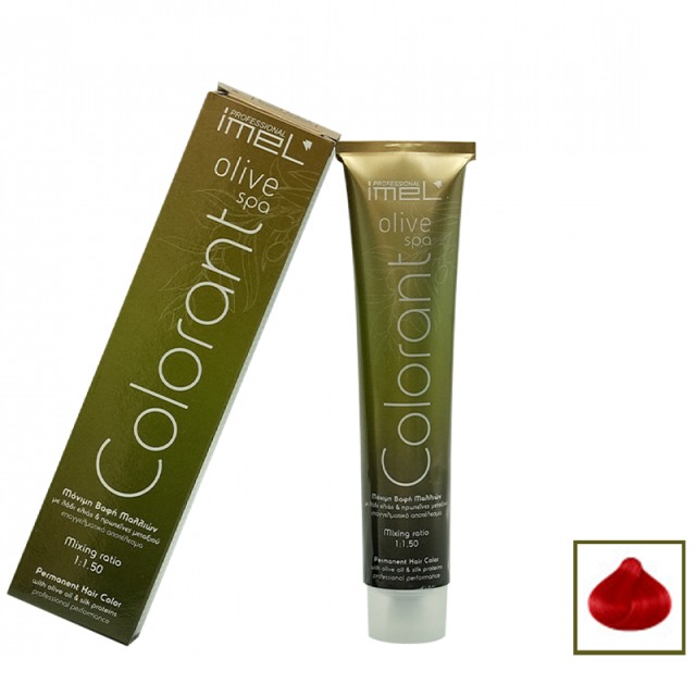 Imel Olive Spa Νο8.6, Ξανθό Κόκκινο Ανοιχτό, Επαγγελματική Mόνιμη Bαφή Mαλλιών με Mετάξι & Λάδι Ελιάς, 100ml