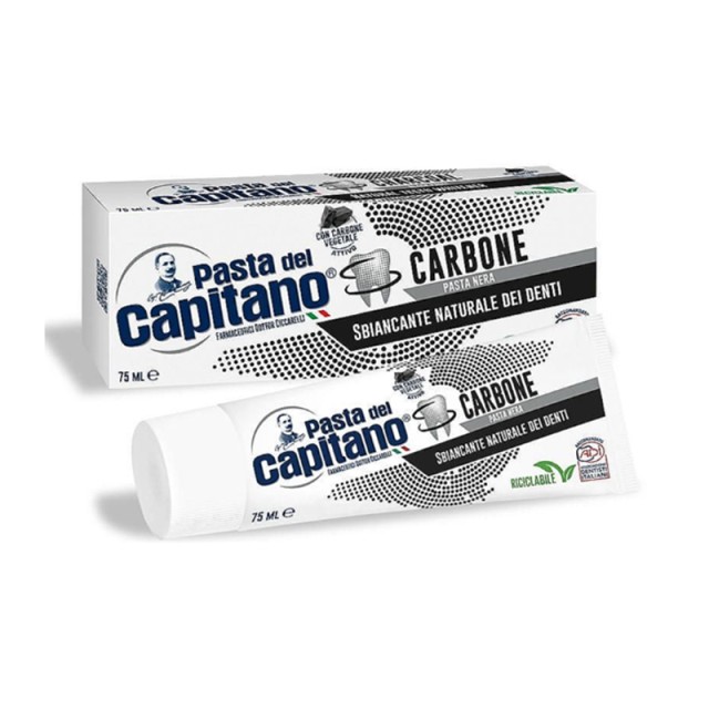 Pasta Del Capitano Βio Toothpaste Charcoal, Oδοντόκρεμα με Ενεργό Άνθρακα, 75ml