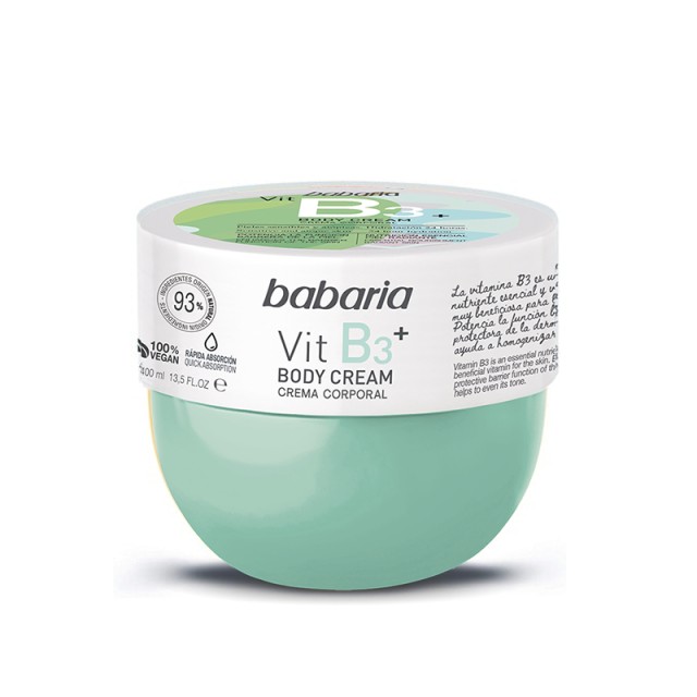 Babaria Vitamin B3 Body Cream, Ενυδατική Κρέμα Σώματος με Βιταμίνη Β3 για Ευαίσθητο Δέρμα, 400ml