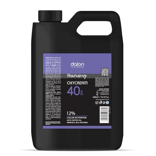 Dalon Hairmony Oxycream 40º 12% Vol., Οξυζενέ με Καστορέλαιο & Πρωτεΐνες Κερατίνης & Μεταξιού, 4000ml