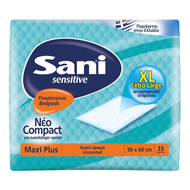 Sani Sensitive Maxi Plus Υποσέντονα Χωρίς Άρωμα 90x60cm, 15τμχ