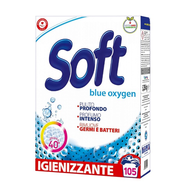 Soft Blue Oxygen, Σκόνη Πλυντηρίου Ρούχων 105μεζ. 5,25kg